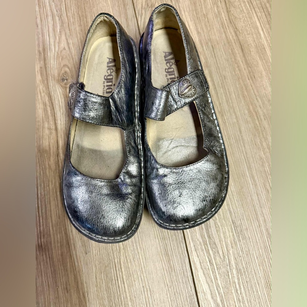 Alegria Paloma Pewter Black Tumble Mary Jane Shoe Women's